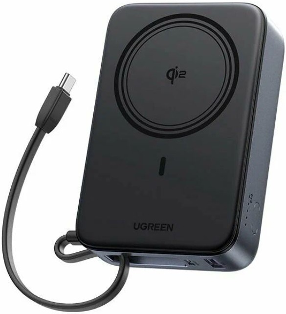 55450B Внешний аккумулятор UGREEN PB567 Magnetic 20000mAh Wireless QI2 15W Power Bank. Цвет: серый
