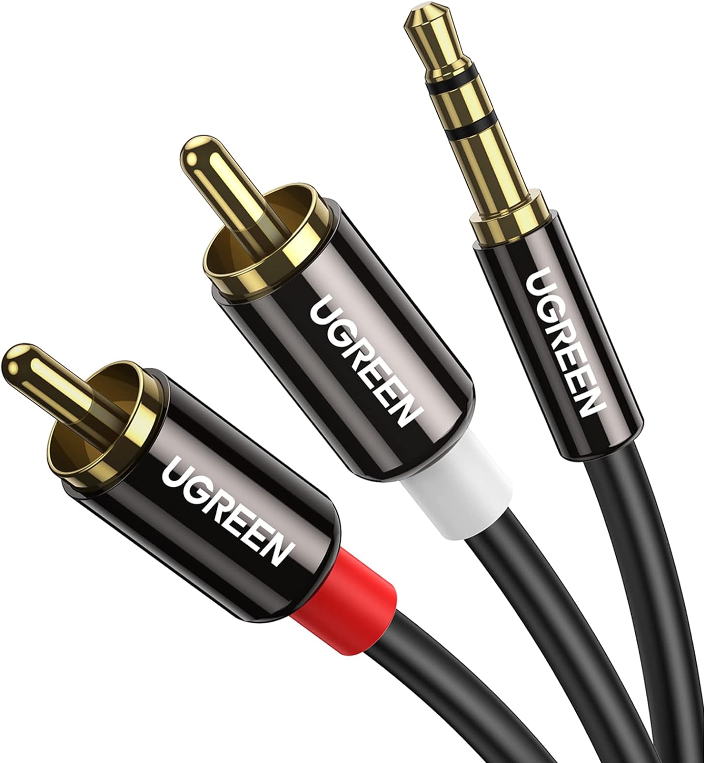 10584 Аудио кабель  3.5mm - 2RCA UGREEN AV116 Длина: 2 м. Цвет: черный