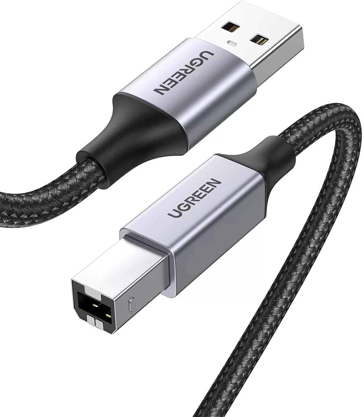 90560 Кабель UGREEN US369 USB-A to USB-B 2.0, в оплётке, 5m, Black