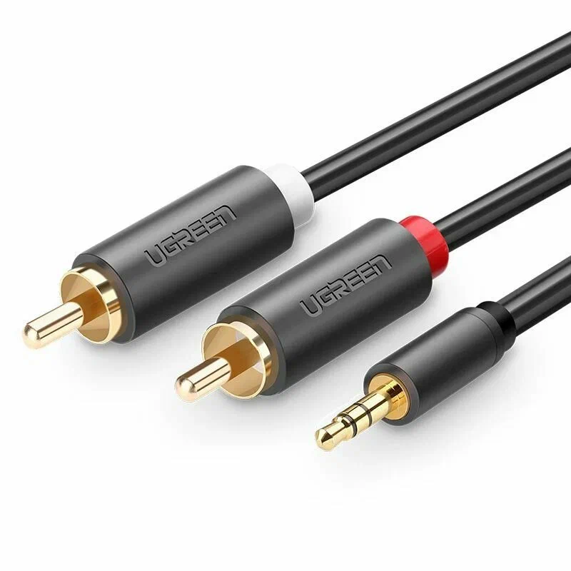 10510 Аудиокабель UGREEN AV102 3.5mm Male to 2 RCA Male Audio Cable. Длина: 2м. Цвет: серый