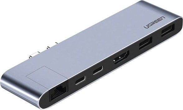50984 Конвертер UGREEN CM218 2*USB-C в 2*USB 3.0, 1*HDMI(4K), LAN (1Gbit), цвет-серый от prem.by 