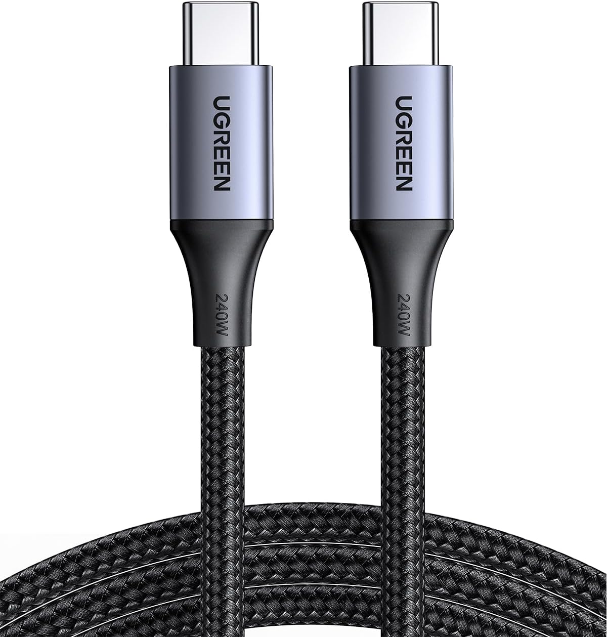 15311 Кабель UGREEN US535 USB-C-USB-C Cable 240W Aluminum 1m (Space Gray)