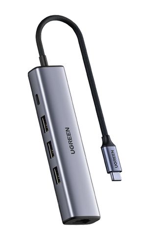 20932 Конвертер UGREEN CM475 USB Type-C - 3*USB 3.0, LAN (1Gbit), PD 100W, цвет: серый от prem.by 