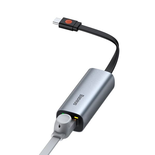 CAHUB-AF0G Конвертер Baseus Steel Cannon Series USB-A/USB-C - RJ45 1000 Mbps, цвет: серый от prem.by 