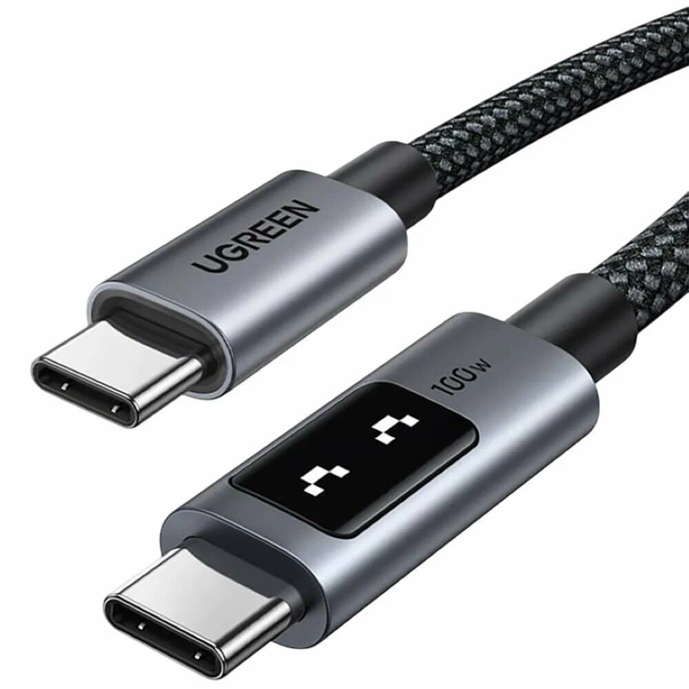 45612 Кабель UGREEN L509 UNO Type C 2.0 Male To Type C 2.0 Male 5A Data Cable. Длина: 0,5м. Цвет: черный/серый