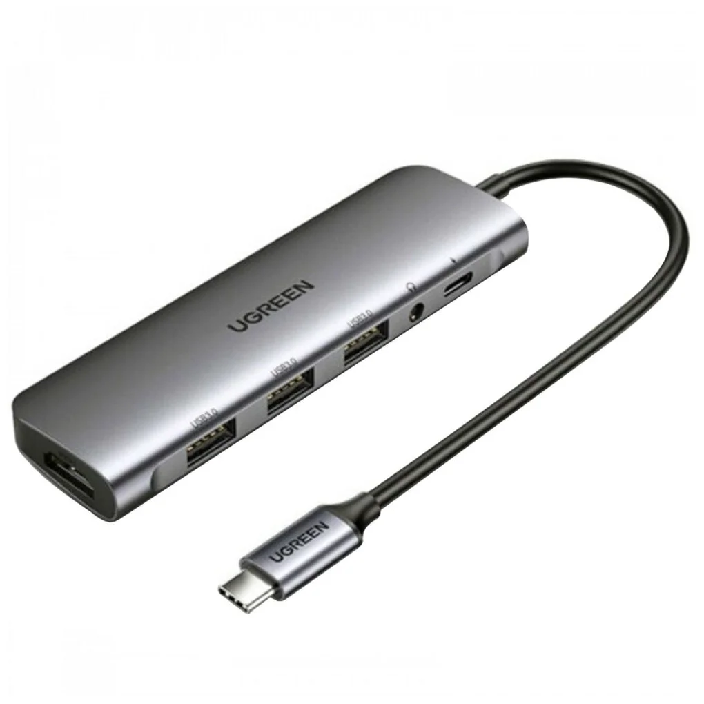 80132 Конвертор сигнала Ugreen CM136 USB-C To HDMI+3*USB 3.0 A+ AUX3.5mm+PD