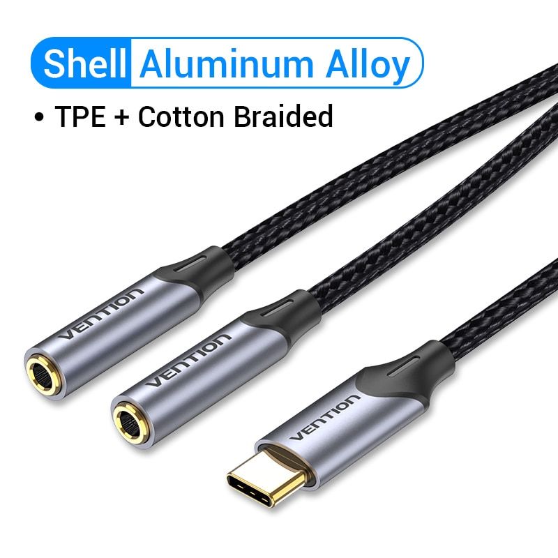 BGNHY Аудио кабель Type-C - 2х3.5мм Vention длина: 0.3м, цвет: серый от prem.by 