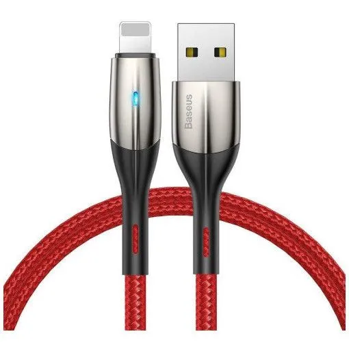 CALSP-B09 Кабель Baseus Horizontal USB - Lightning 2.4A, оплетка, цвет: красный, 1M
