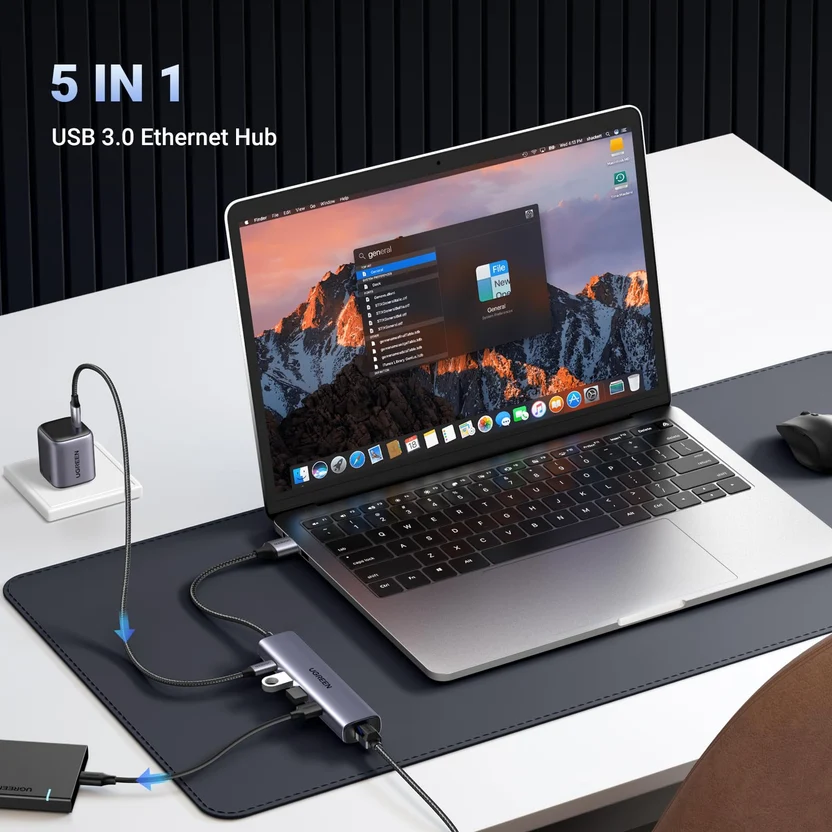 60554 Док-станция UGREEN CM475 USB-A - 3xUSB-A, LAN,