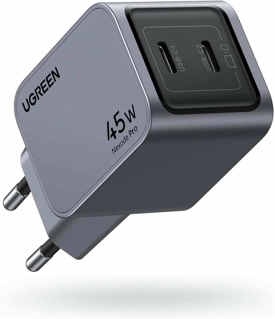35008 Сетевое зарядное устройство UGREEN X707 Nexode Pro 45W USB-C+USB-C PD GaN Tech Charger EU. Цвет: серый