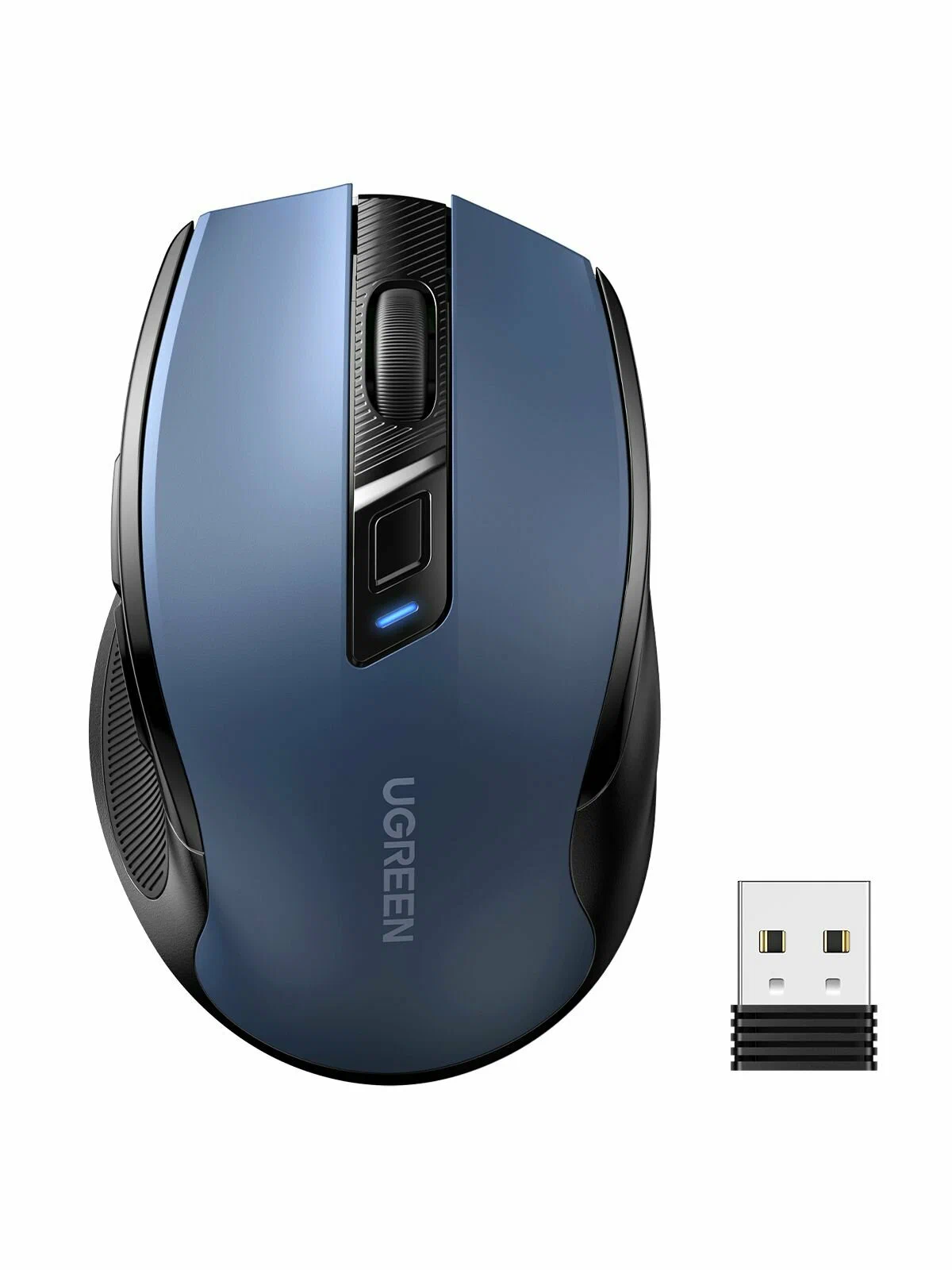 25753 Беспроводная мышь Ugreen Ergonomic Wireless Mouse 2.4G 4000DPI Silence Design 2.4 GHz&BT. Цвет: синий