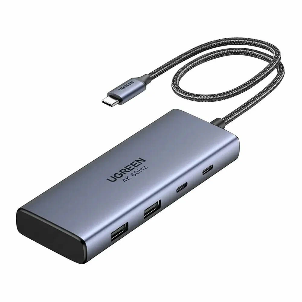 45379 Док-станция UGREEN CM498 USB-C to 2*USB-A 3.2+2*USB-C 3.2+2*HDMI 4K@60Hz+PD Space Gray