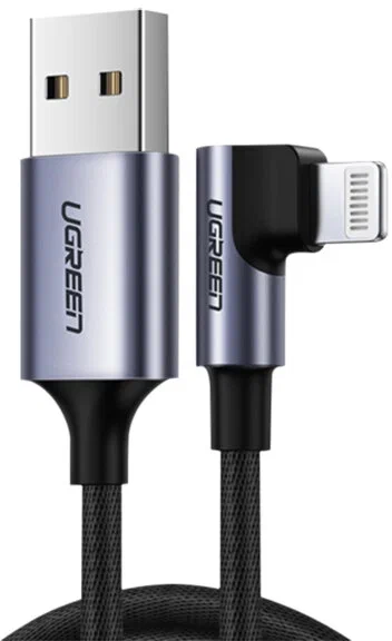 60521 Кабель UGREEN US299 USB-Lightning, угловой, цвет: черный, 1M