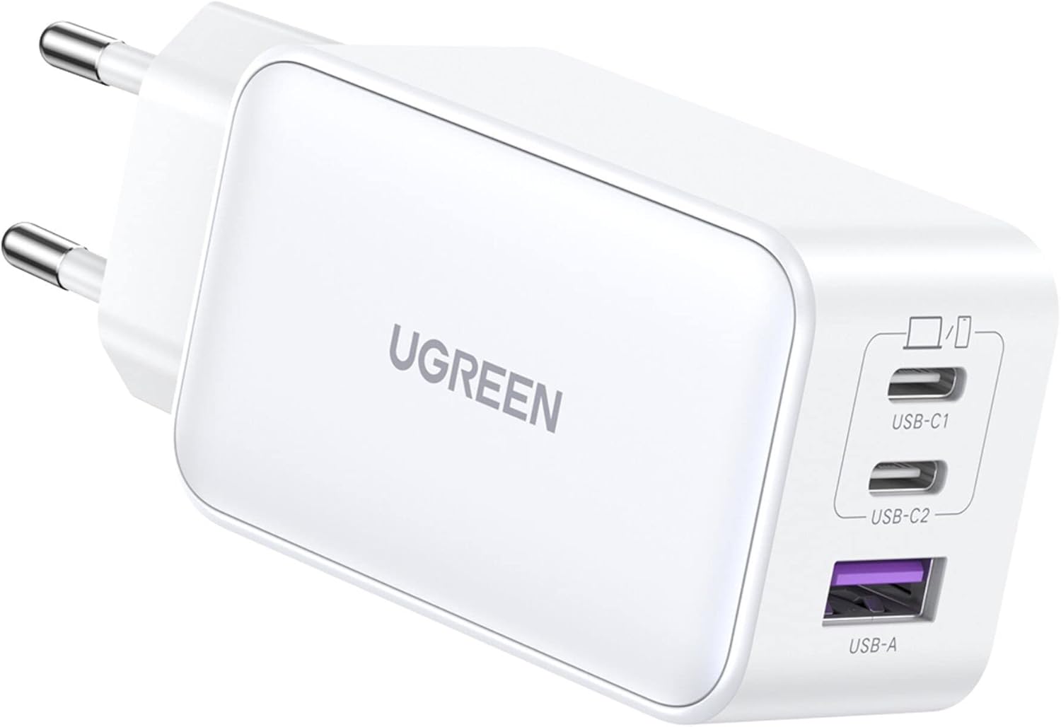 15334 UGREEN CD244 Зарядное устройство Nexode 65W USB-A+2*USB-C GaN Tech Fast Charger EU. Цвет: белый