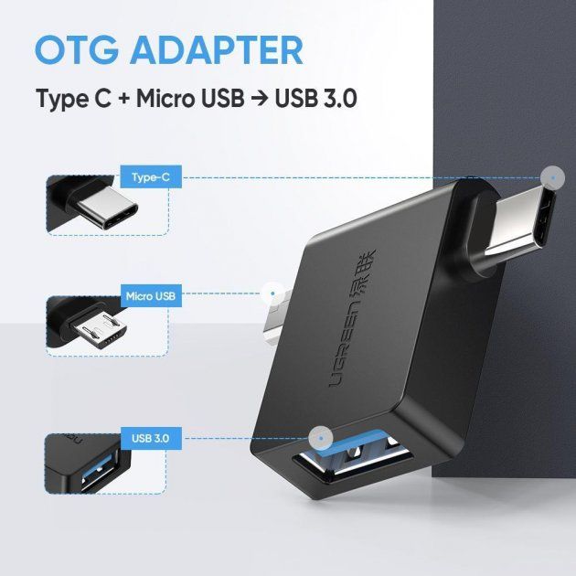 30453 Адаптер OTG UGREEN 30453 Micro-USB+Type-C - USB 3.0 от prem.by 