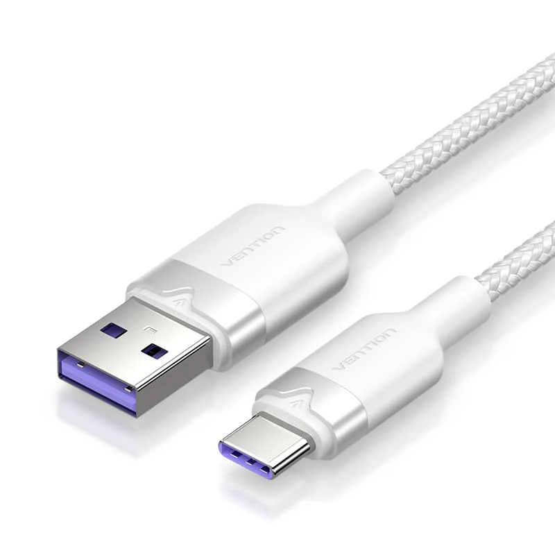 CTOWF USB 2.0 A Male to C Male 6A Cable 1M White Aluminum Alloy Type