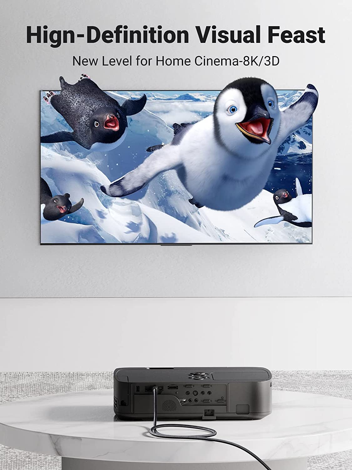70319 Кабель UGREEN HD135 HDMI, v.2.1, цвет - темно-серый, длина - 1м от prem.by 