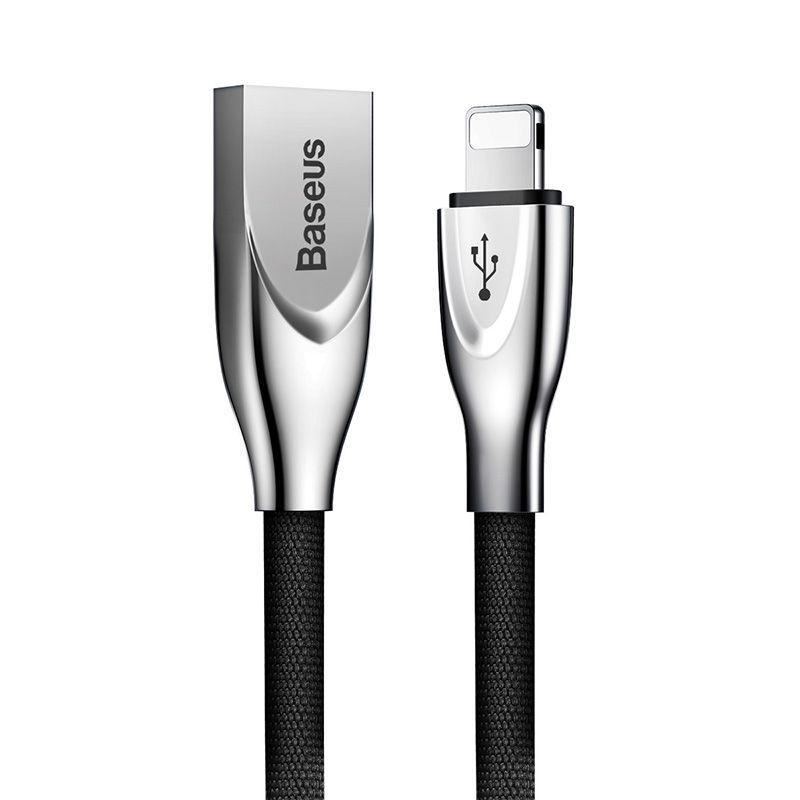 Кабель Baseus Zinc Fabric Cloth Weaving USB - Lightning, 2A, цвет- чёрный, длина- 1м