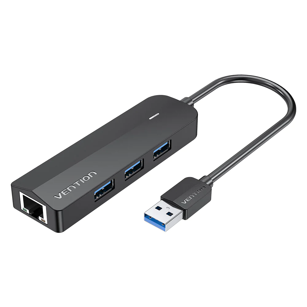 CHNBB Хаб Vention USB 3.0 - 3xUSB 3.0+RJ45 Gigabit, длина: 0.15м, цвет: черный от prem.by 