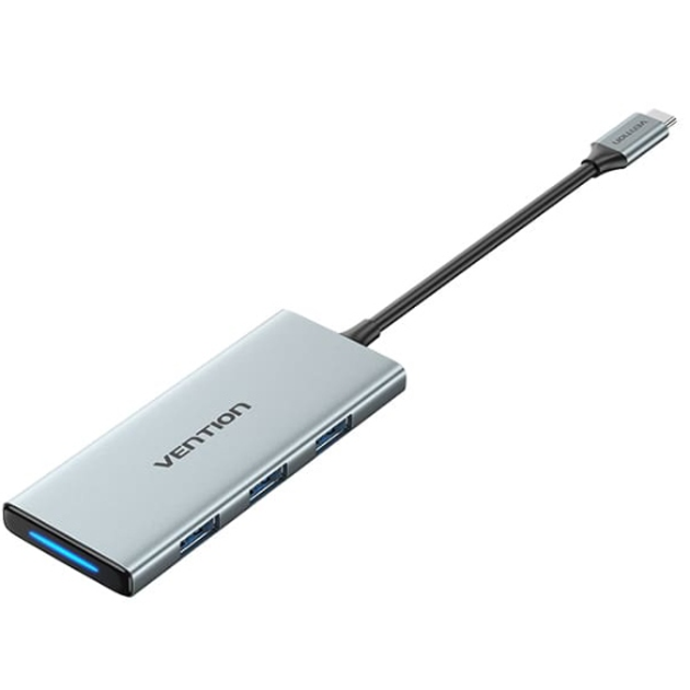 TOPHB Хаб USB-C to HDMI(4К30Hz)/USB 3.0x3/SD/TF/PD Docking Station 0.15M Gray Aluminum Alloy Type