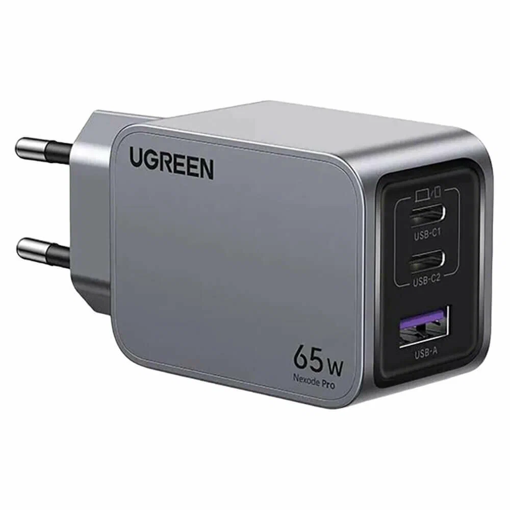25871 UGREEN X755 Зарядное устройство 65W, USB-A+2*USB-C GaN с кабелем 1.5M 100W