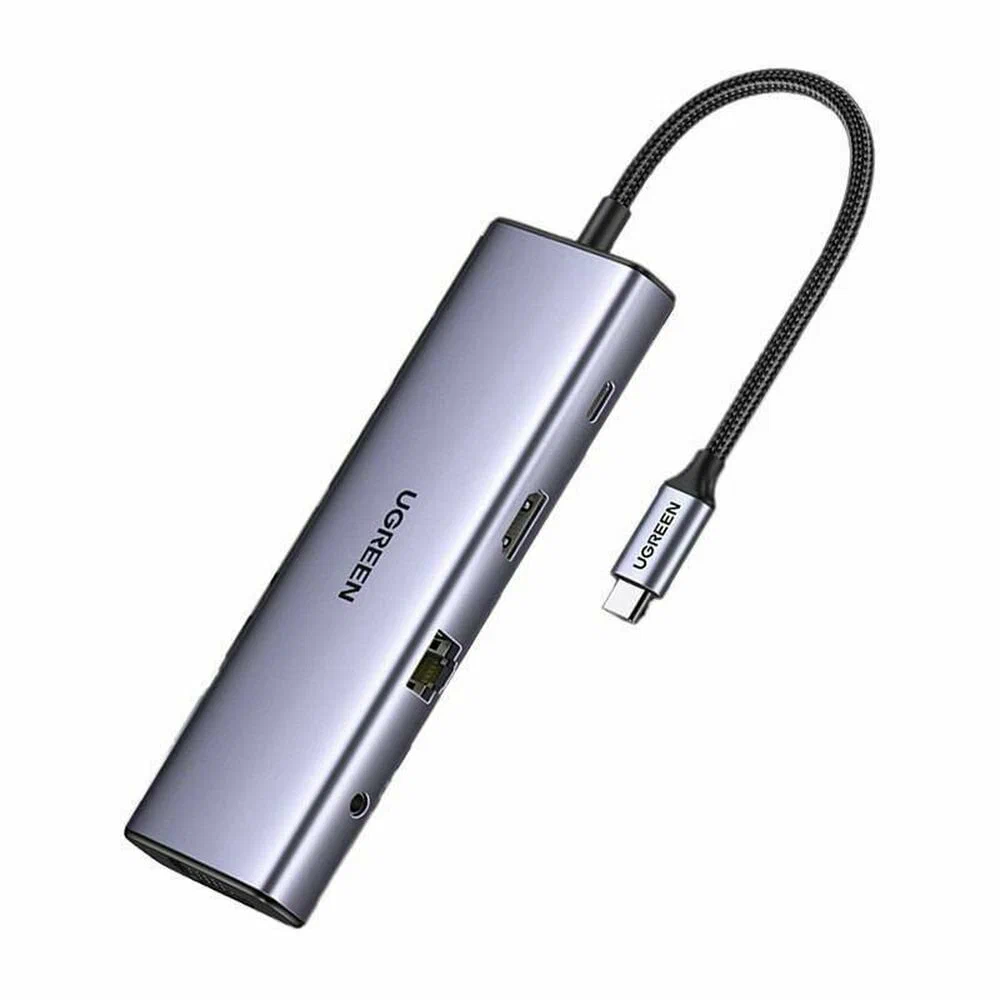 15601 Док-станция UGREEN CM498 USB-C - 3xUSB-A, HDMI v1.4 4K 30Hz, VGA, LAN 1Gbit, SD/TF, 3.5mm Audio, PD 100W
