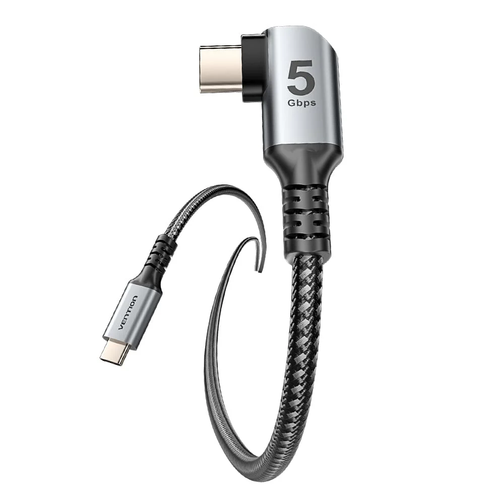 TAZHJ Кабель USB 3.0 C Male to C Male Right Angle VR Cable 5M Gray Aluminum Alloy Type