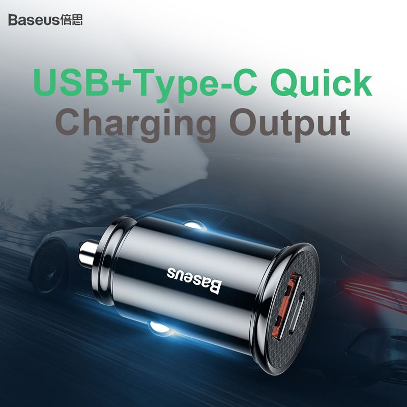 Зарядное устройство для прикуривателя Baseus CCALL-YS01 с портами USB и USB Type-C от prem.by 