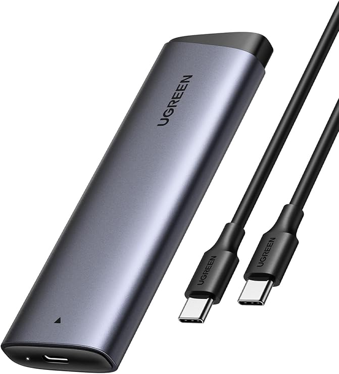 35267 Бокс внешний для жесткого диска UGREEN CM767 M.2NVME Hard Drive Enclosure 10Gbps с кабелем USB-C-USB-C. Цвет: серый