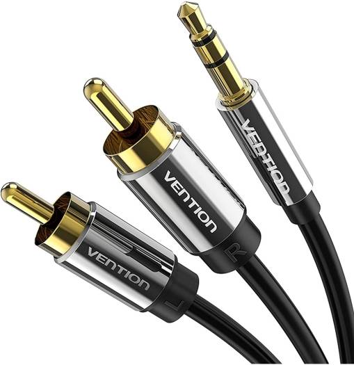 BCFBH Кабель 3.5mm Male to 2RCA Male Audio Cable 2M Black Metal Type