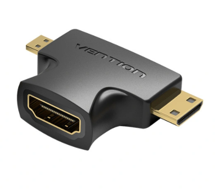 AGFB0 Переходник Vention Mini HDMI / Micro HDMI - HDMI (папа-мама), цвет: черный