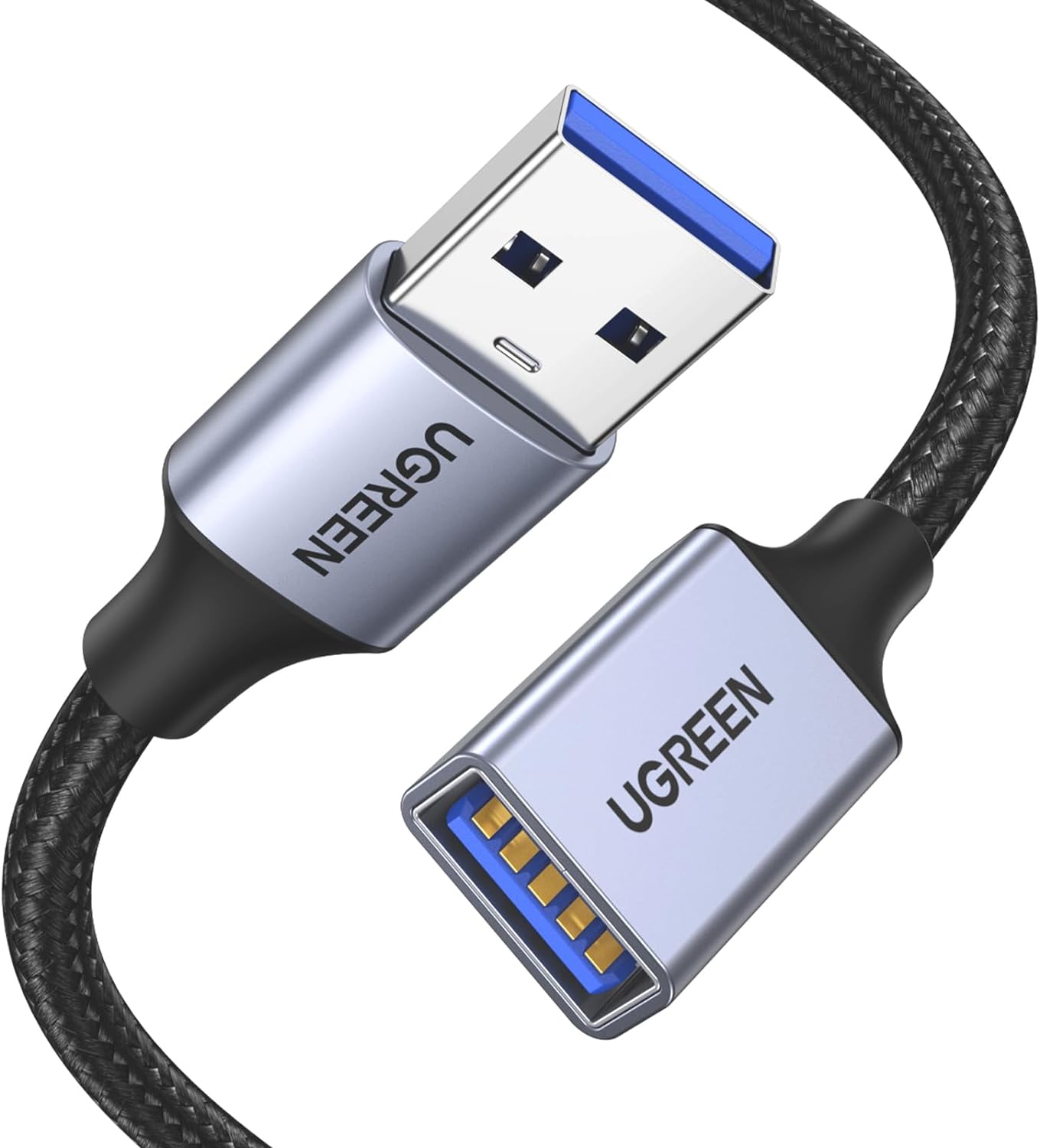 10495 Кабель UGREEN US115 USB-A 3.0 - USB-A (папа-мама), цвет: черный, 1M