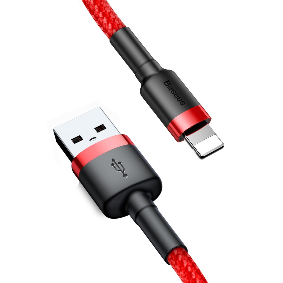 Кабель Baseus Cafule USB - Lightning, оплетка, 2.4A, цвет - красный/красный, длина - 1м