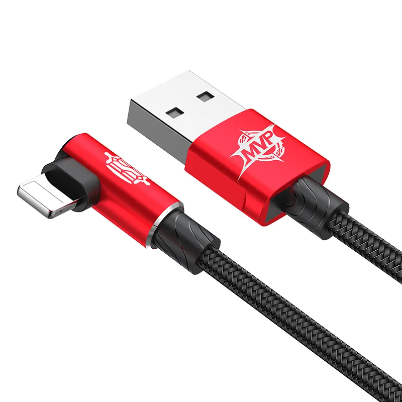 CALMVP-A09 Кабель Baseus MVP Elbow Type USB - Lightning 1.5A, оплетка, цвет: красный, 2M