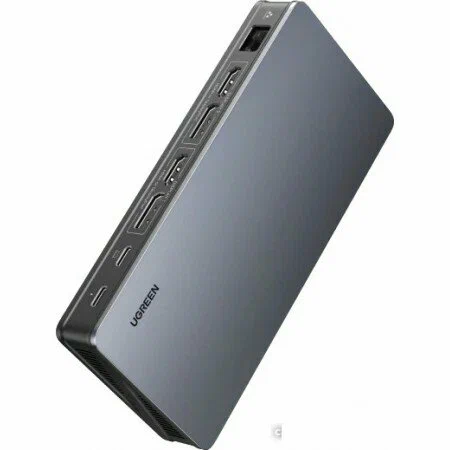 90912 Хаб UGREEN CM615 Revodok Pro 9-in-1 2*USB-A 3.1&USB-C 3.1&2*HDMI(4К60Hz)&2*DP(4К60Hz)&RJ45Gb&PD Converter. Цвет: серый