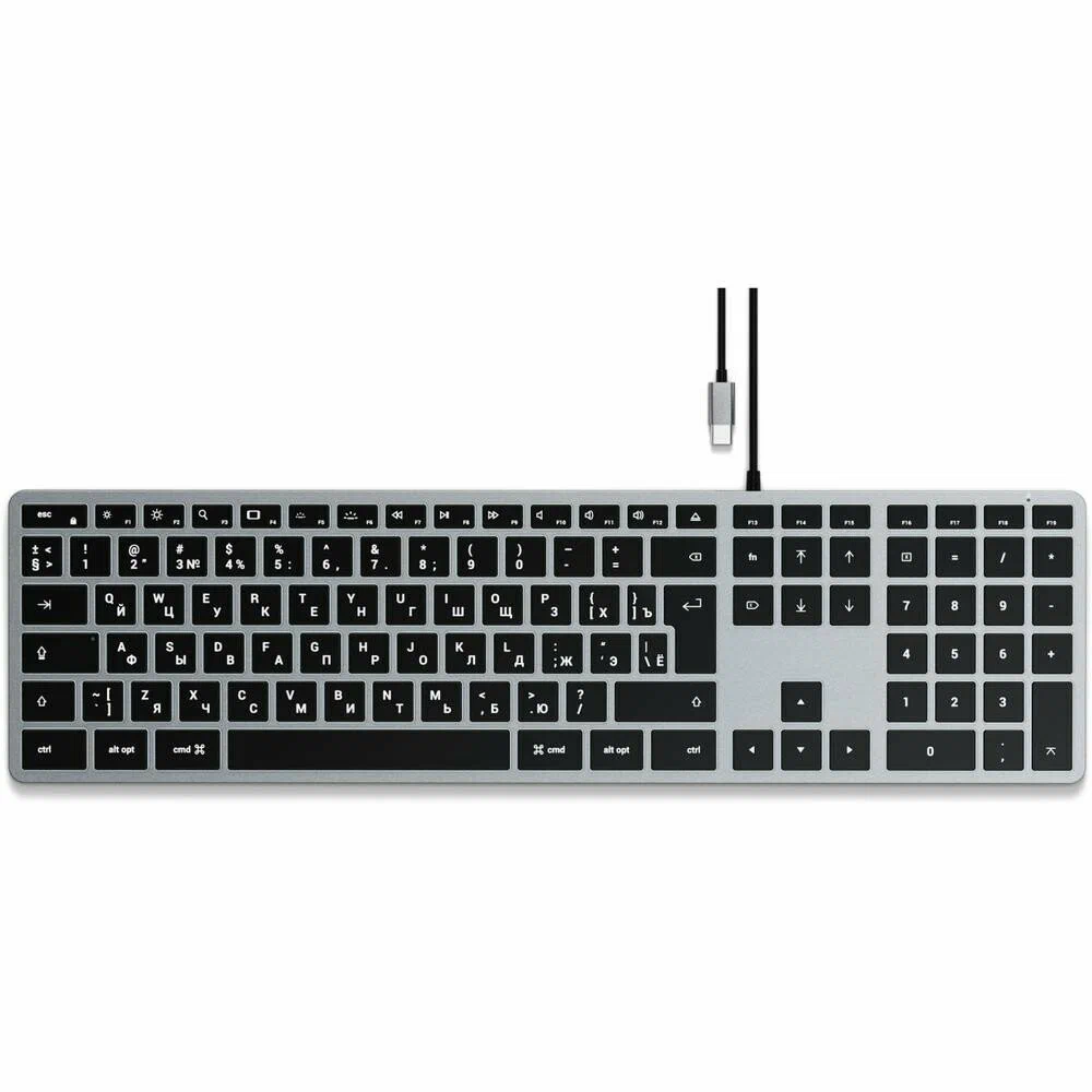ST-UCSW3M-RU Клавиатура Satechi Slim W3 USB-C Wired Keyboard-RU. Раскладка - Русская. Цвет- Серый космос.