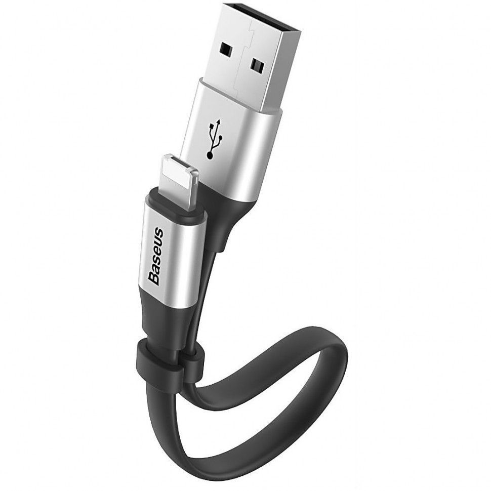 CALMBJ-0S Кабель Baseus 2 в 1 USB - Lightning/Micro-USB 2A, цвет: серый, 0.23M