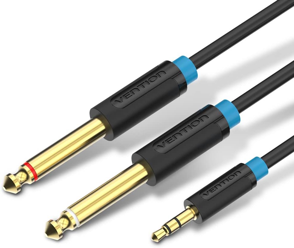 BACBG Кабель 3.5mm TRS Male to Dual 6.35mm Male Audio Cable 1.5M Black