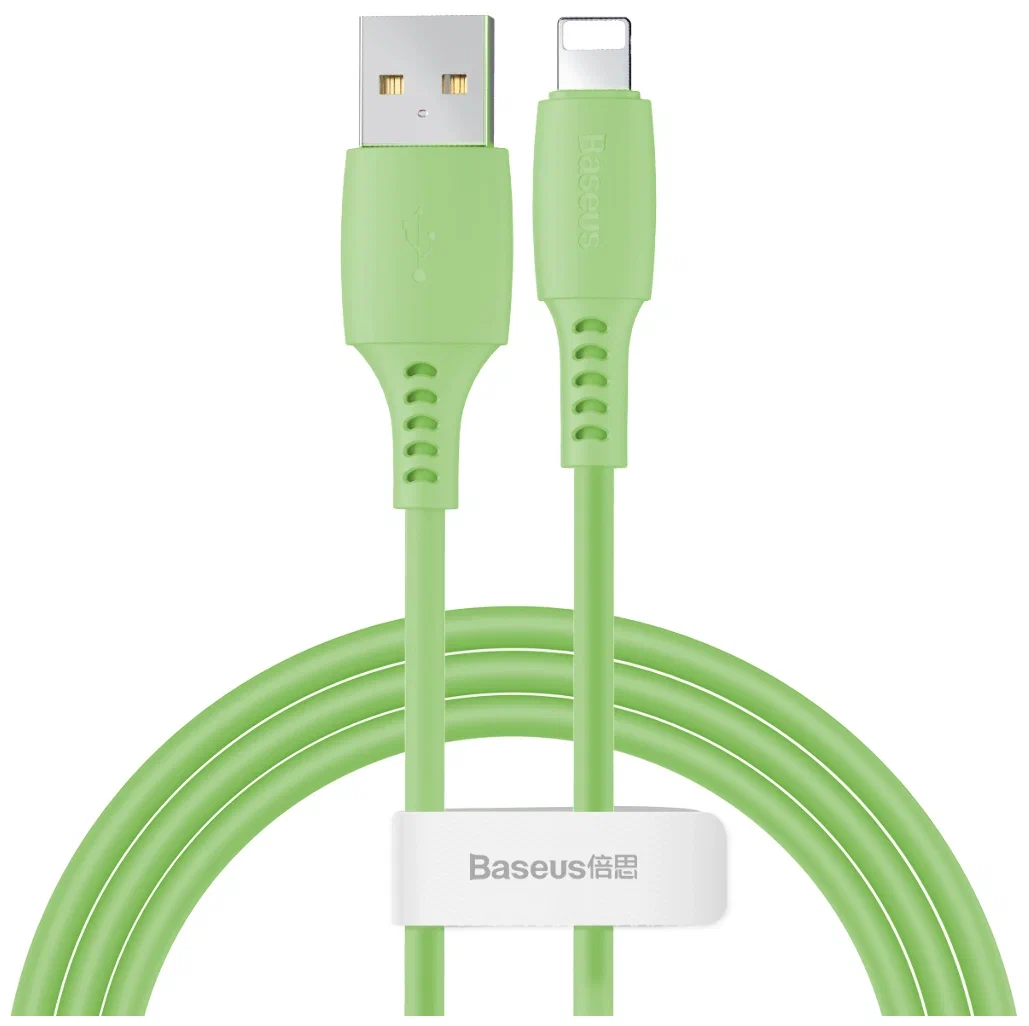CALDC-06 Кабель Baseus Colourful USB - Lightning 2.4A, оплетка, цвет: зеленый, 1.2M