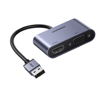 20518 Адаптер UGREEN CM449 USB3.0 to HDMI + VGA, цвет: серый от prem.by 