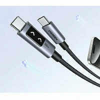 35512 Кабель UGREEN L509 UNO Type C 2.0 Male To Type C 2.0 Male Robot 5A Data Cable. Длина: 2м. Цвет: черный/серый