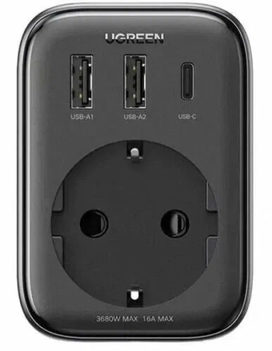 90613 Сетевое зарядное устройство UGREEN CD314 (90613) DigiNest Outlet Extender (1 AC outlets +  30W 2A1C). Цвет: черный