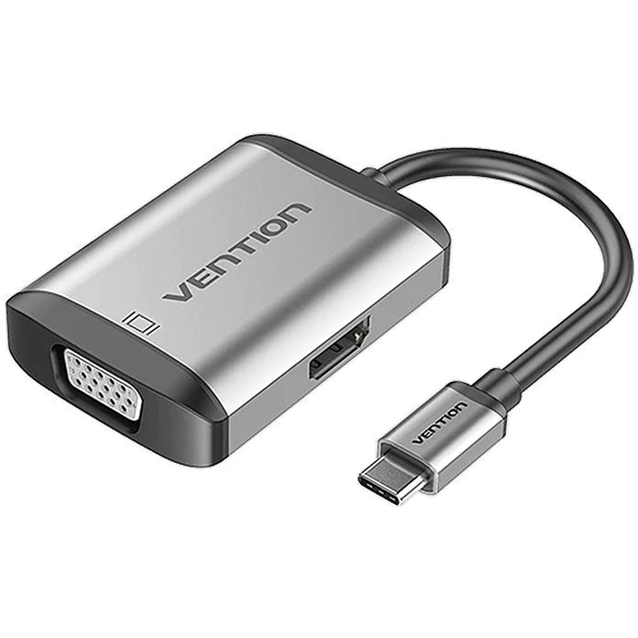TFAHB Конвертор Vention Type-C - HDMI+VGA+USB+PD, длина: 0.15м, цвет: серый