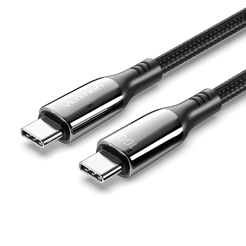 CTKBAV Кабель Cotton Braided USB 2.0 C Male to C Male 5A Cable 1.2M Black Zinc Alloy Type
