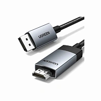 25491 Кабель UGREEN DP119 DP to HDMI 4K Cable. Длина: 3м. Цвет: черно-серебристый