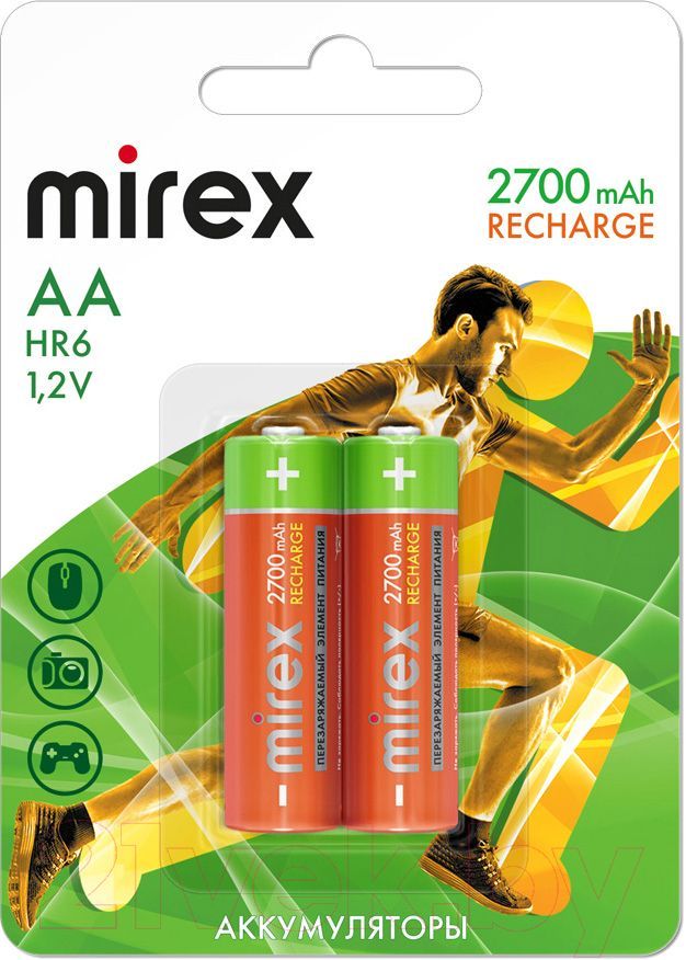 Аккумуляторы Mirex AA 2700mAh (2шт) 23702-HR6-27-E2