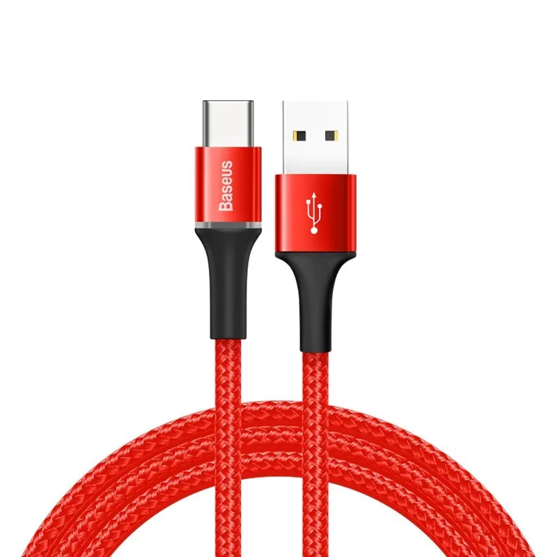 CATGH-C09 Кабель Baseus Halo USB - USB-C 2A, оплетка, цвет: красный, 2M