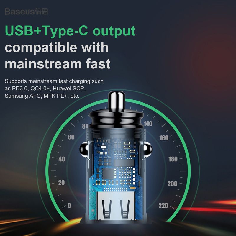 Зарядное устройство для прикуривателя Baseus CCALL-YS01 с портами USB и USB Type-C от prem.by 