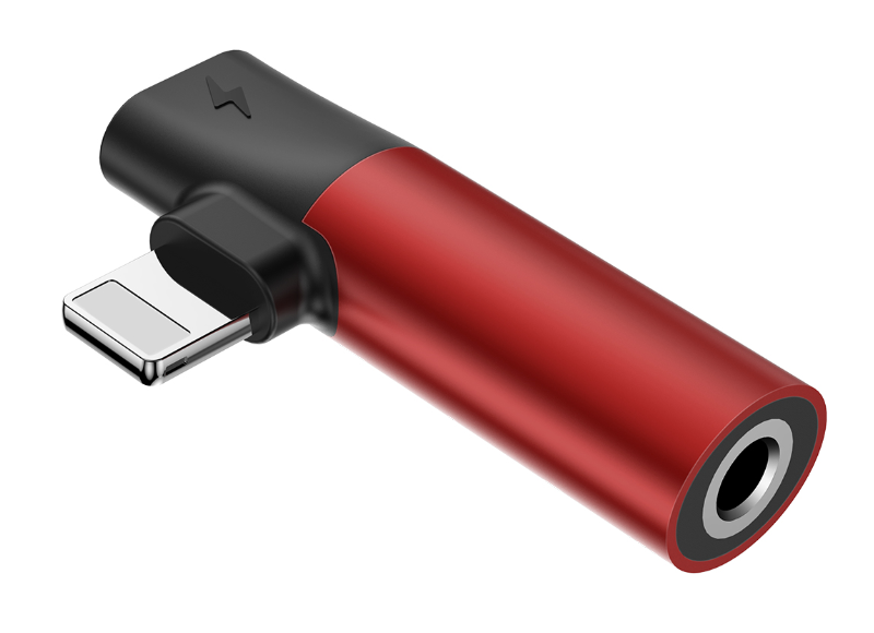 CALL43-91 Адаптер Baseus Lightning - 3.5mm аудио (папа-мама) цвет: красный/черный