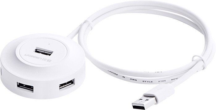 20270 Разветвитель портов Ugreen CR106 USB 2.0 - 4xUSB 2.0.Цвет- белый. Длина кабеля - 1м.